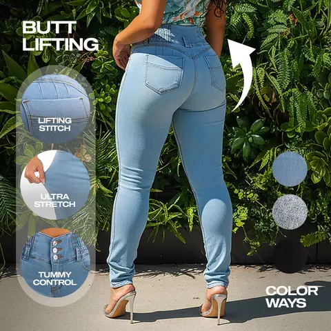 Moda Xpress MX JEANS Push Up Light Wash Skinny Jeans – High Waist Spandex Waistband, Tummy Control, Stretchy Fit