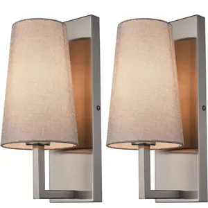 TEENYO Farmhouse Silver Wall Sconces Set of 2 with E26 Bulb Base for Modern Design and Enhanced Space Use in Bedroom, Living Room, and More