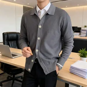 Spring and Autumn Casual Men’s Buttoned Knitted Cardigan