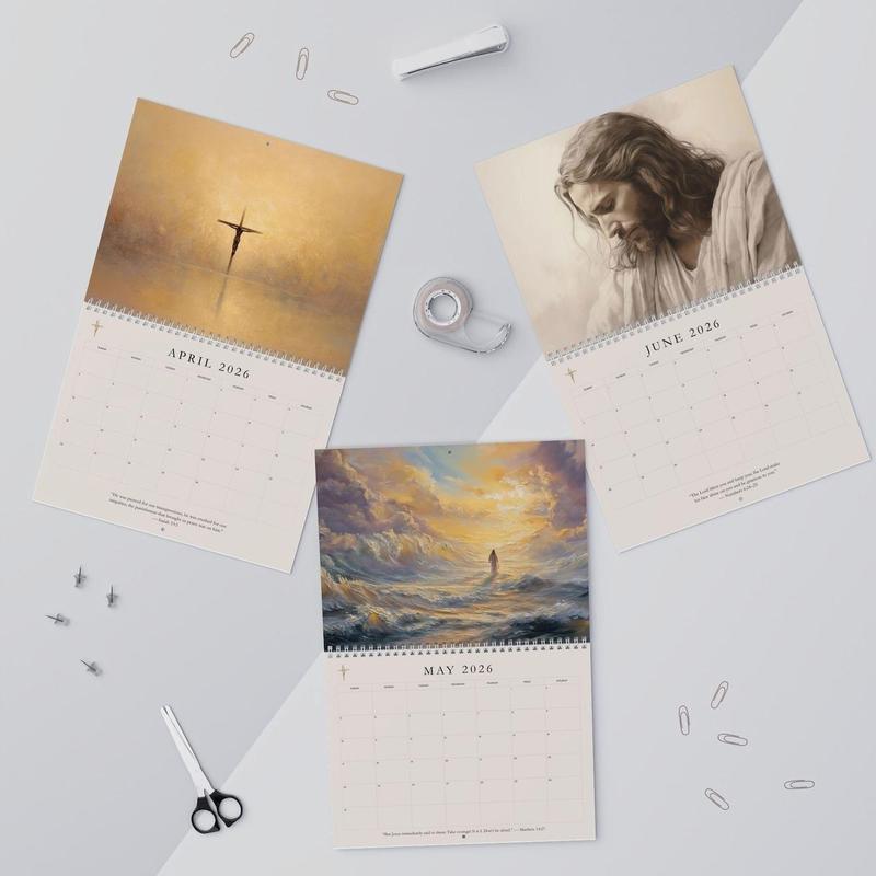 2026 Christian Wall Calendar | Jesus Art Calendar | Christian Calender Gift | Bible Story Calendar | Gift for Christian | Religious Art
