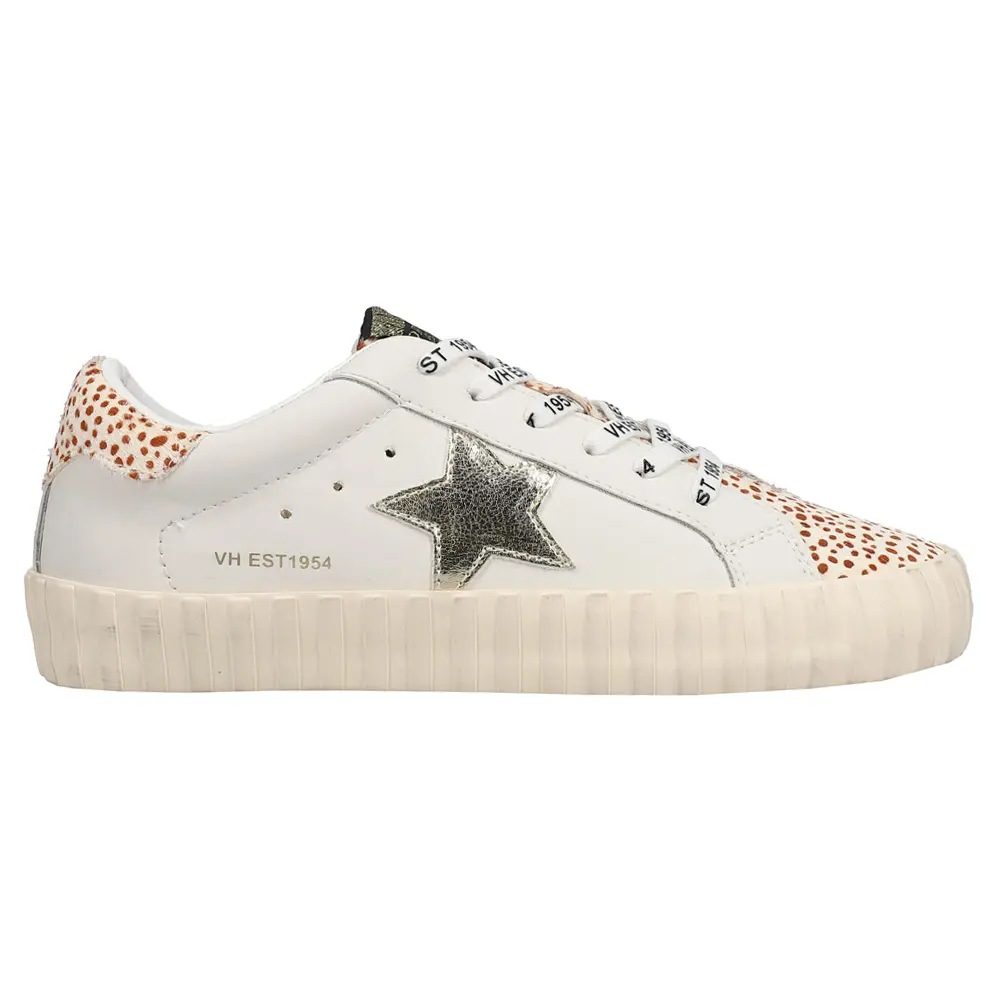 Vintage Havana Womens Beyond Metallic Cow Lace Up Sneakers Shoes Casual - Off White