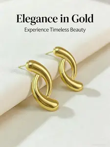 Stainless Steel Gold-Plated Ear Studs, Low Allergenic, Nickel-Free, Teardrop Ear Studs, Thick Gold