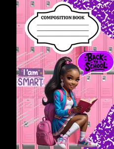 Back to School Composition Notebook - Pink Lockers & Smart Girl Design - 80 Sheets Wide Ruled Paper - Perfect for Back-to-School Activities & Student-Friendly Features