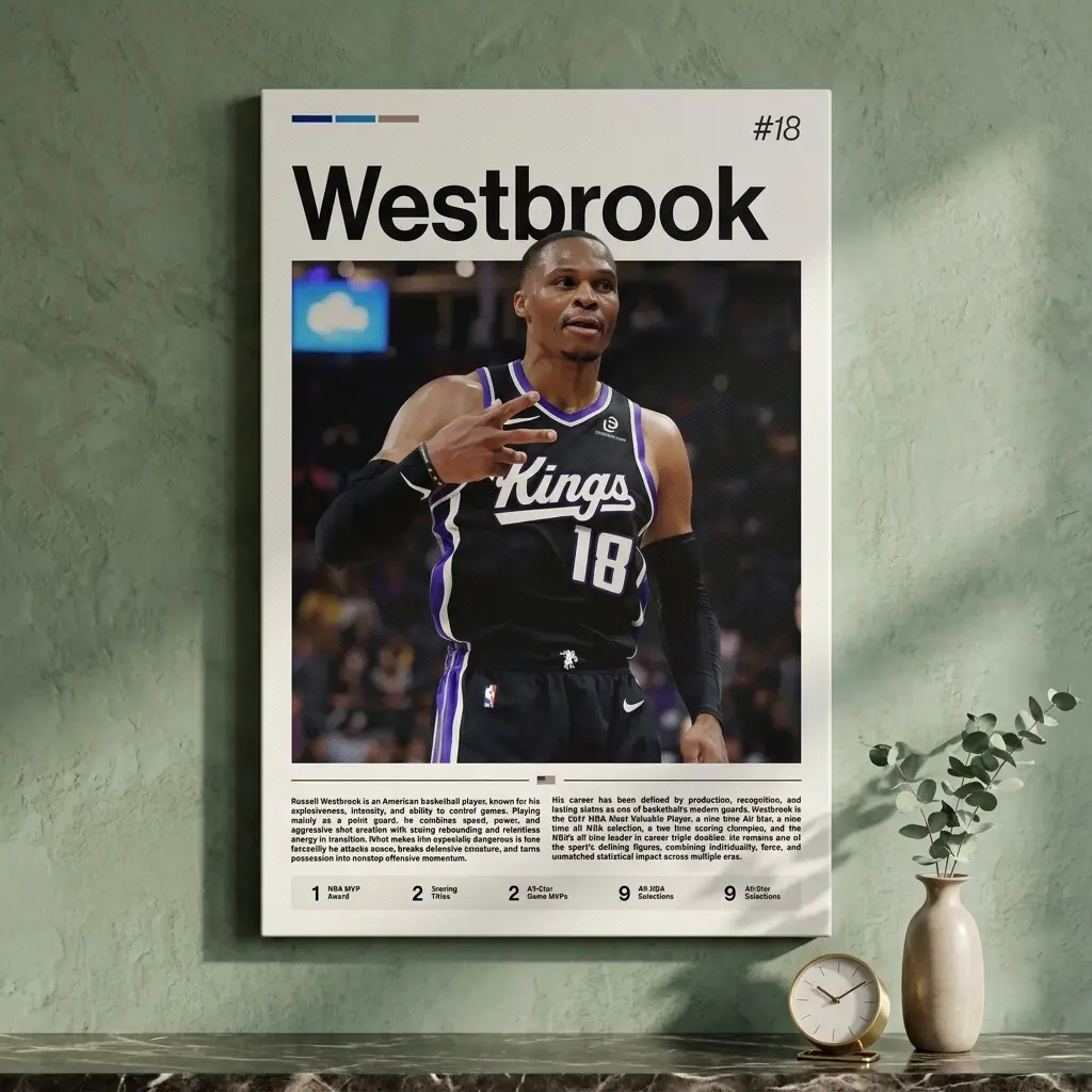 Russell Westbrook Poster, Wall Print, Basketball , Poster Print, Sports Decor, SAC Poster, Basketball Gift