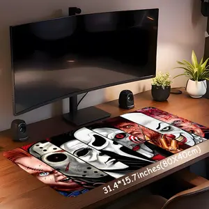 Horror Halloween Large Gaming Mouse Pad, Scary Movie Washable Rubber, Non-Slip Base, Aesthetic Home Office Decor, Christian Gifts for Women, Extended Mousepad