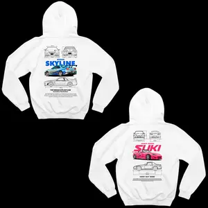 Skyline e Suki Couple Matching Graphic Hoodie Casual Streetwear Fleece Fabric Pullover Hooded Sweatshirt Trendy Tops for Women for Men Perfect Valentine’s & Anniversary Gift