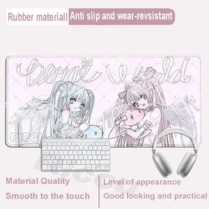 Anime Cute Angel Girls Pink Mouse Pad Laptop Extended Desk Mat PC Kawaii Gamer Cabinet Mousepad XXL Gaming Keyboard Tablemat Gaming Mouse Pads