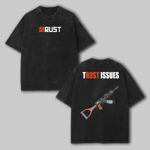 Rust Game Merch V2 Essential T-Shirt, Vintage Washed Unisex Tee, Game Inspired Streetwear tee unisex heavyweight cotton t-shirt washed vintage t-shirt Casual Graphic Menswear Top unisex  cotton soft crew neck tee y2k retro