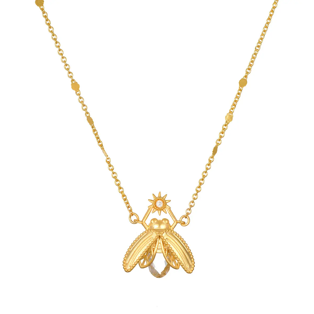 Sacred Light White Topaz Firefly Necklace