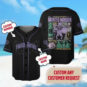 Custom Haunted Mansion Map Baseball Jersey  Haunted Mansion Jersey Team  Halloween Baseball Jersey Shirt  Horror Party Shirt
