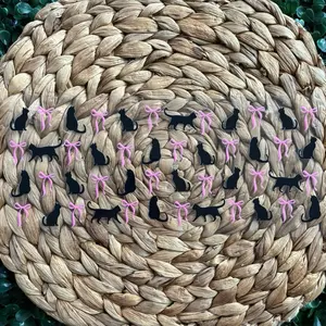 Black Cat and Bows UVDTF WRAP with Pink Bow Accents for Stylish Decor