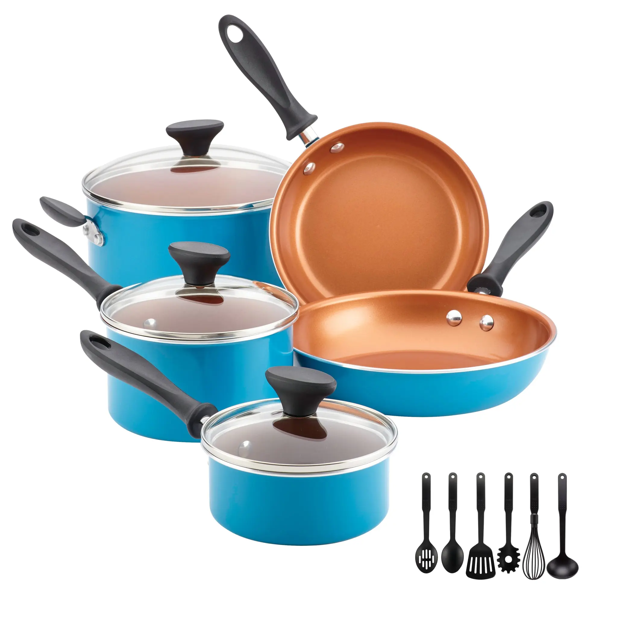 14-Piece Ceramic Nonstick Cookware Set, Aluminium Kitchenware with 1-Qt Saucepan with Lid for Busy Family Cooking, 1-Quart Saucepan With Lid