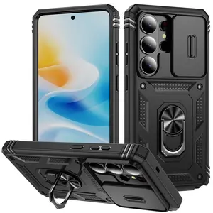 Compatible with for Samsung Galaxy S26 Ultra Phone Case 360° Metal Rotating Stand Stand [Sliding Camera Cover] S26 Ultra 6.9-inch Phone Case Military Grade Protection Black