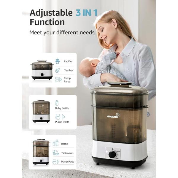 Grownsy Bottle Sterilizer and Dryer, Compact Electric Steam Baby Bottle Sterilizer, Bottle Sanitizer for Baby Bottles, Pacifiers, Pump Parts，Baby Product bottle washer./916