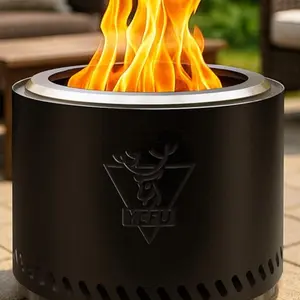 Fire Pit with Removable Ash-Pan: Smokeless Firepit 304 Stainless Steel Material - Outdoor Fire Pit Black 19 inch - Smokeless Firepit for Outside Outdoor Patio Camping Backyard outdoor fire