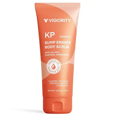 KP Bump Eraser Body Scrub - Vegan, Cruelty-Free, Gluten-Free Natural Body Care with Gentle Exfoliating Formula, Fruit Acid Exfoliants, Walnut Shell, Dead Skin & Ingrown Hair Remover, Anti-Acne Strawberry Leg Solution for Women & Men
