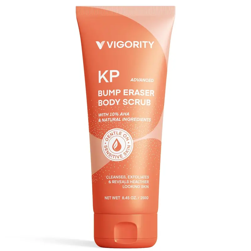 KP Bump Eraser Body Scrub - Vegan, Cruelty-Free, Gluten-Free Natural Body Care with Gentle Exfoliating Formula, Fruit Acid Exfoliants, Walnut Shell, Dead Skin & Ingrown Hair Remover, Anti-Acne Strawberry Leg Solution for Women & Men
