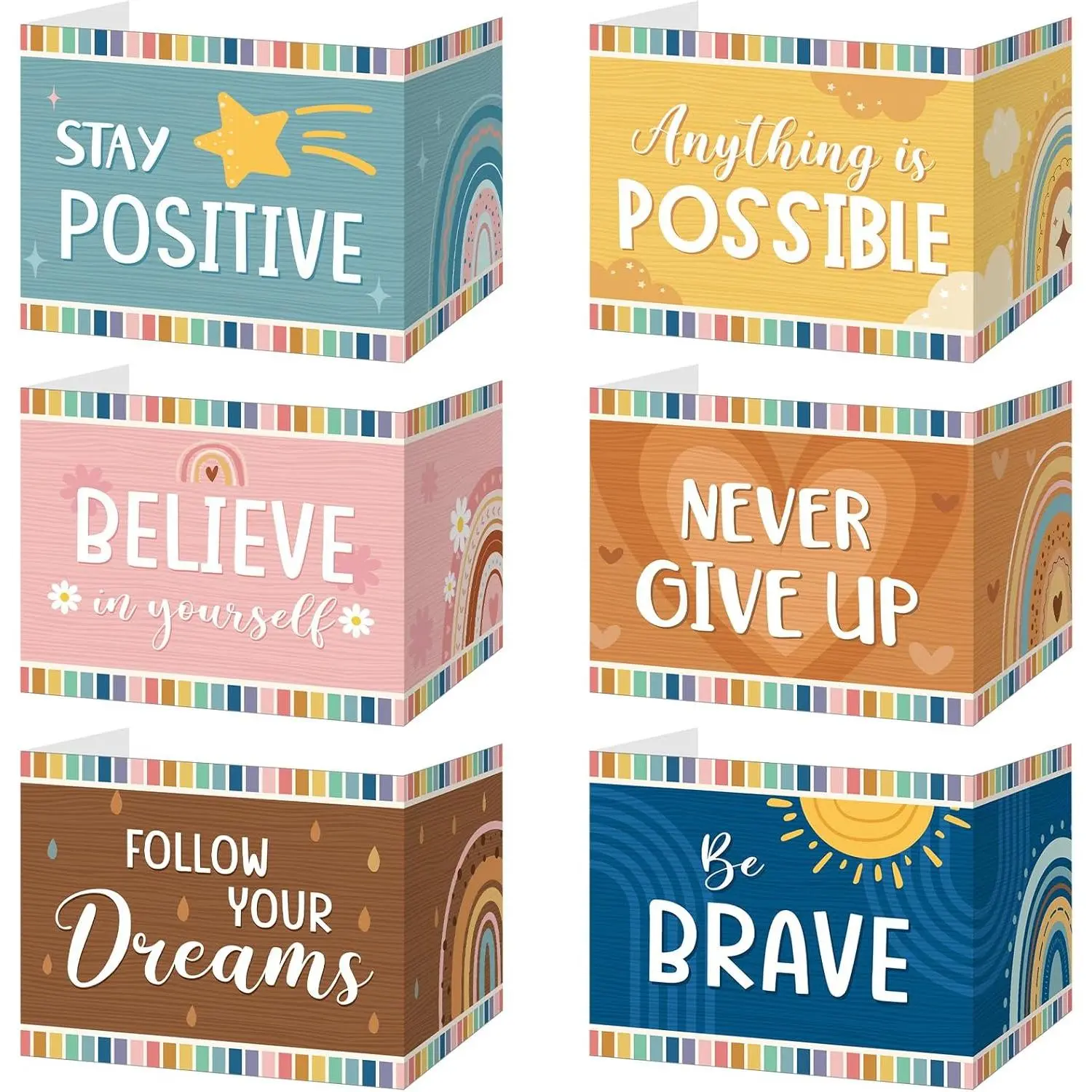36 count Inspirational  Folders Bulk for Students Cardboard  Boards Desk Divider Panel  Testing Divider for Classroom Teacher  to School Study Supplies (Boho)