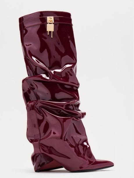 Atlas Patent Overlay Boots - Burgundy