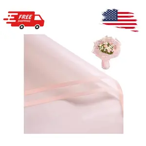 20 Sheets Flower Wrapping Paper - 22.4 x 22.4 inch Pink Border Water