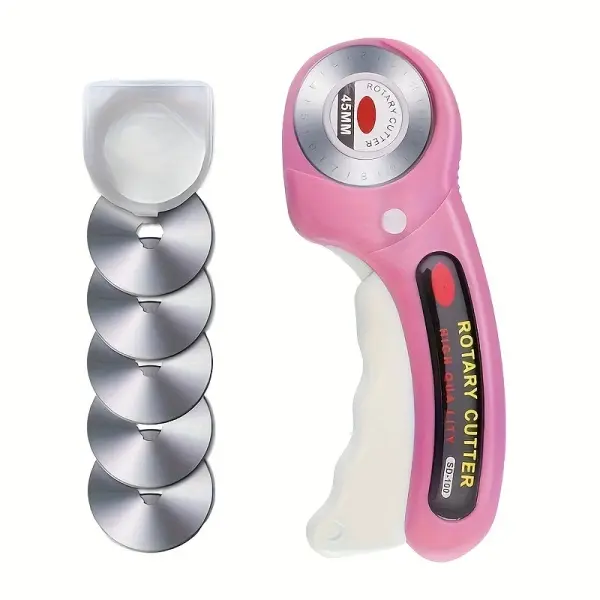 45mm Rotary Cutter with 5 Blades, Durable Crafting Sewing Tool for Fabric, Leather, Paper, Sewing Accessories and Supplies (Home Miscellaneous Accessory), Crafting Sewing Tools