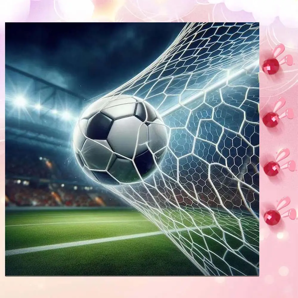5D DIY Full Diamond Round Diamond Painting - Diamond Art Kit Soccer, Goal, Field Mosaic, Canvas - DIY Decorative Painting, Home Wall Decor, Suitable for Halloween and Christmas, Birthday and Anniversary Gifts, Handicraft