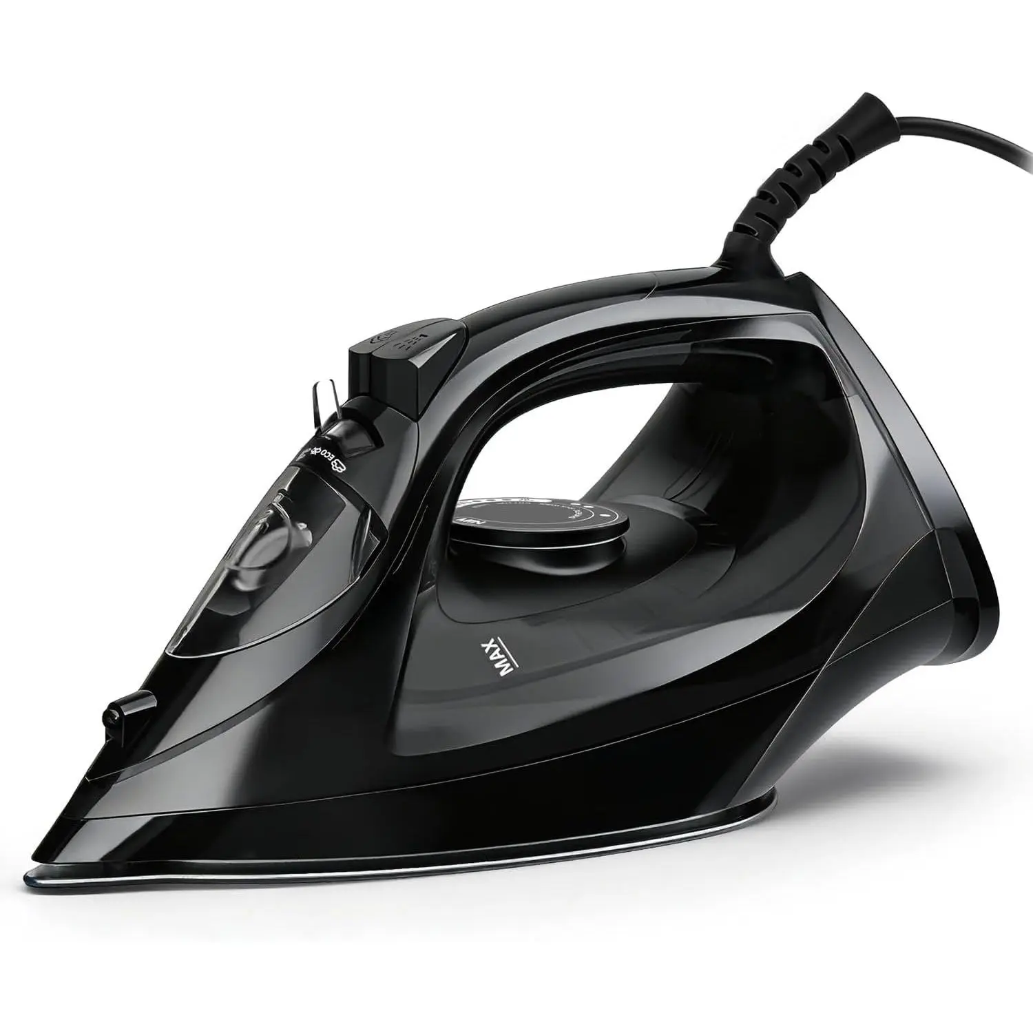 Steam Iron for Clothes, 1500W Iron with Rapid Heating, Non-Stick Ceramic Soleplate, Burst of Steam, Self-Cleaning, Auto-Off, Anti-Drip, 11.84oz Water  Ironing Clothes for , Black