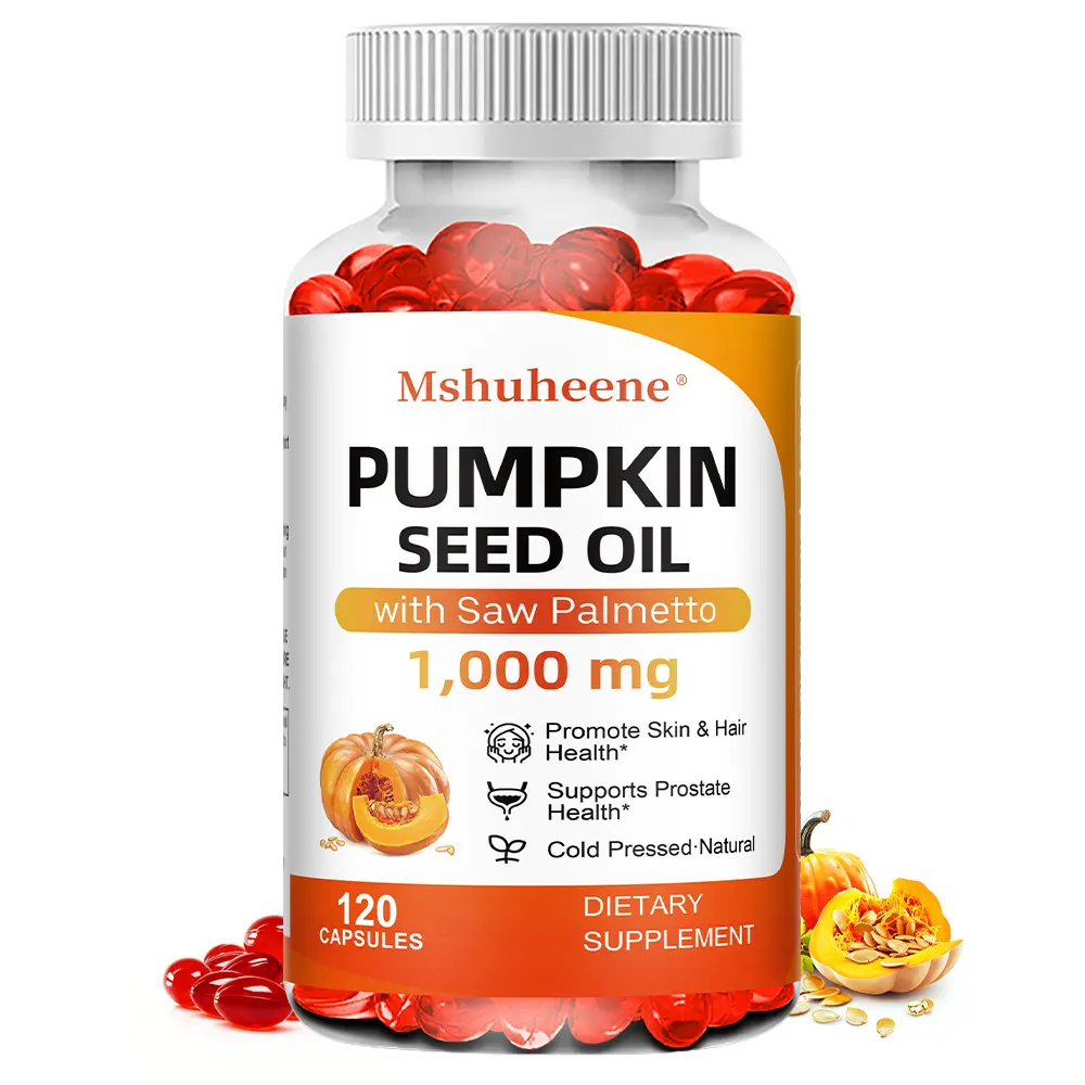 Pumpkin Seed Oil Health Supplement , ​​Supports Prostate Health and Hair Health, 120 Capsules