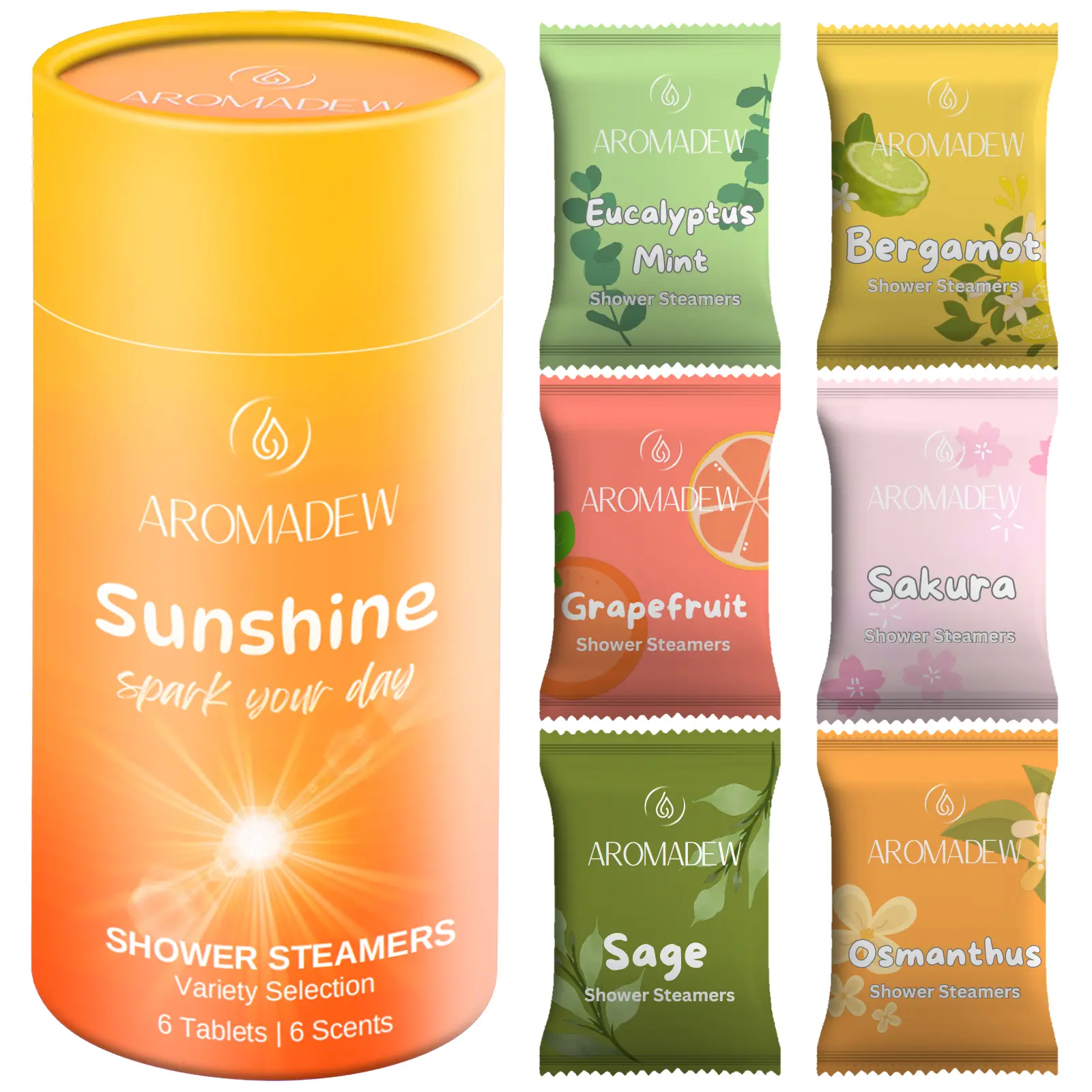 Aromadew Sunshine Variety Set of 6 Shower Steamers
