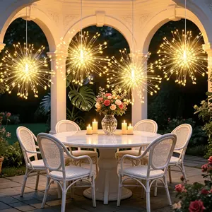 USB Powered Fairy String Lights, 90led Hanging Flashing Fireworks Lamp, 8 Lighting Modes, Bendable Design, Garden Wedding Decor