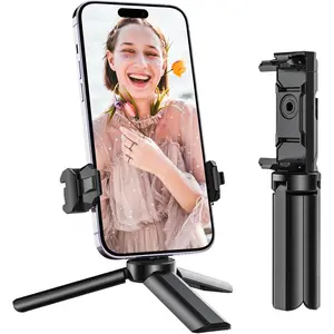 Mini Tripod, Small Tripod with Universal Phone Holder & Cold Shoe,Lightweight Phone Tripod Stand Compatible with iPhone 15 Pro Max/15 Pro/14 Pro Max/14 Pro,Travel Tripod for Camera/GoPro/Webcam
