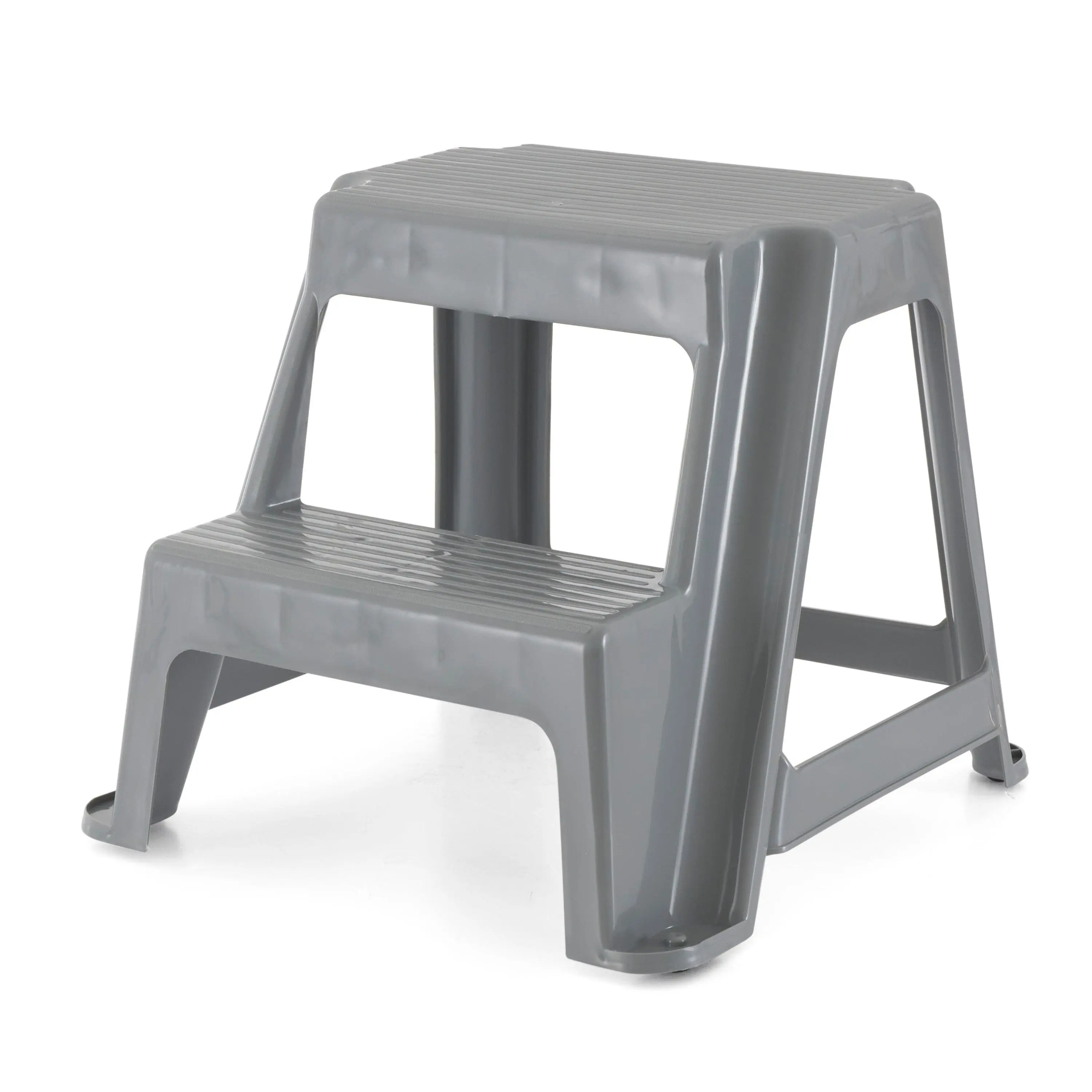 Gracious Living 18 Sturdy Non Slip Plastic 2-Level Step Stool Gracious Living 18 Sturdy Non Slip Plastic 2-Level Step Stool