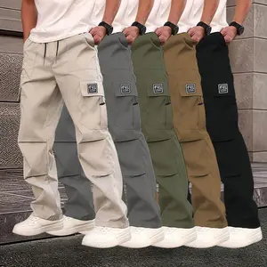 5-Pack Men’s Multi-Pocket Cargo Pants, Casual Techwear Streetwear Pants with Elastic Waist, Perfect for Everyday Wear, Hiking, Workouts, and Urban Street Style.