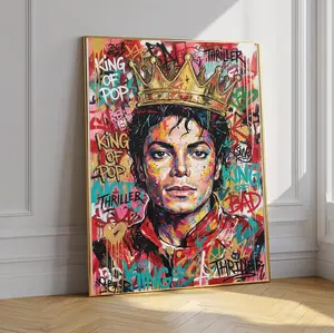 Michael Jackson Crown Graffiti Art, Pop Music Legend Portrait(Unframed)