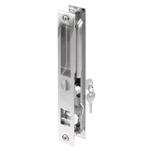 212 MAIN Model 14416 Sliding Door Handle Set - Chrome Plated Door Hardware, Flush Latch, Locking Cylinder, Steel Hook