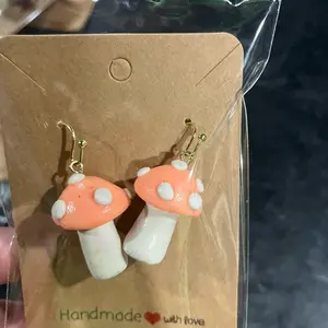 Handmade with Love Orange Mushroom Earrings - Cute Polymer Clay Jewelry for Women and Girls