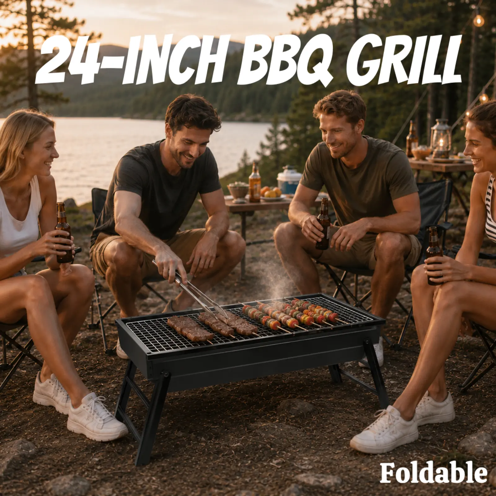 Portable Charcoal Grill, Tabletop BBQ for Outdoor&C courtyard Cooking | Compact Folding Grill for Camping, Hiking, Picnics & Travel.Gift For Friends Or Parents.