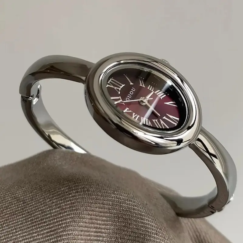 Women's Elegant Oval Quartz Watch, Modern Fashionable Wristwatch, Stainless Steel Band, Roman Numerals Dial, Ideal Gift for Her, Daily Wear & Parties, Modern Trendy Watch, Fashionable Watches