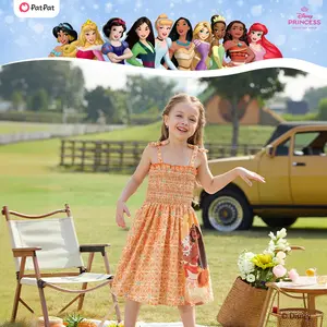 Disney Moana Girls Smocked Sundress - Tropical Geometric Print Tie Strap Dress for Kids, Official Moana & Pua Character Dress for Toddlers & Little Girls, Summer Casual A-Line Dress