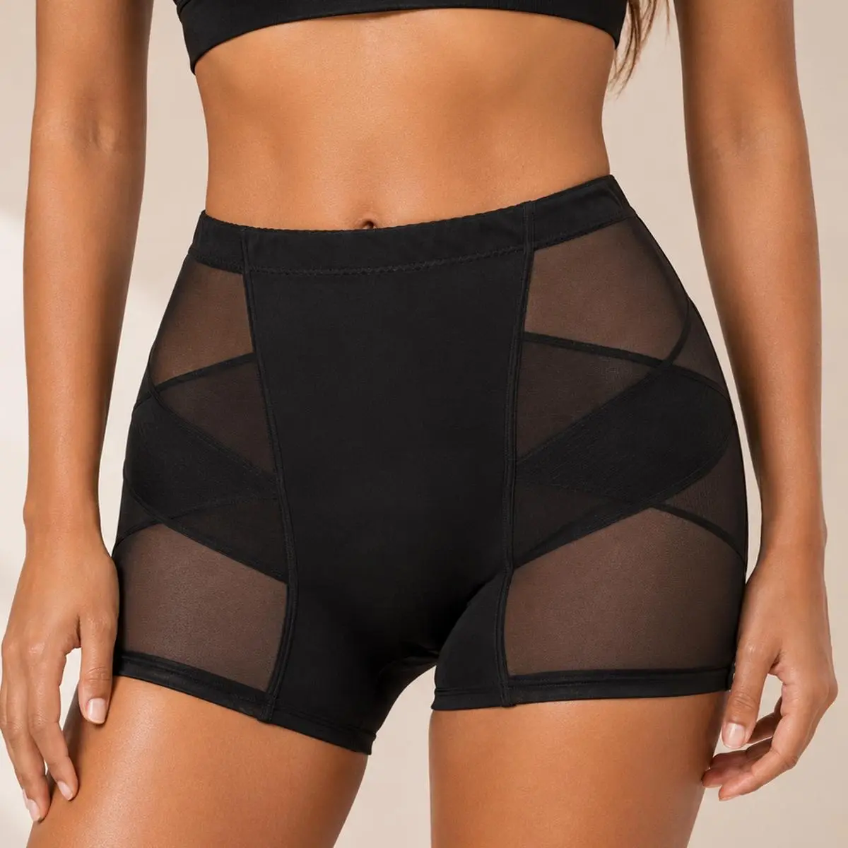 Removable Pads Butt Lifter Shorts High Waist Tummy Control Mesh Shapewear Hip Enhancer For Women Womenswear Compression