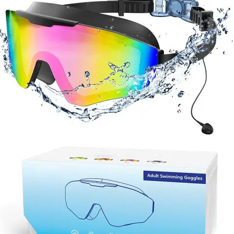 Adult-Youth Silicone Skin-Friendly Adjustable Fog-Free Waterproof Swimming Goggles with UV Protection, Full-Coverage No-Leaking Fit, Waterproof Ear Protection Earplugs for Outdoor Water Sports, Silicone Waterproof Swimming Goggles, Skin Friendly Swimming