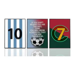 3pcs/set Unframed Famous Football Legend Jersey Canvas Posters Football Athletic Player Sports Star Wall Art Pictures Home Bar Room Decoration