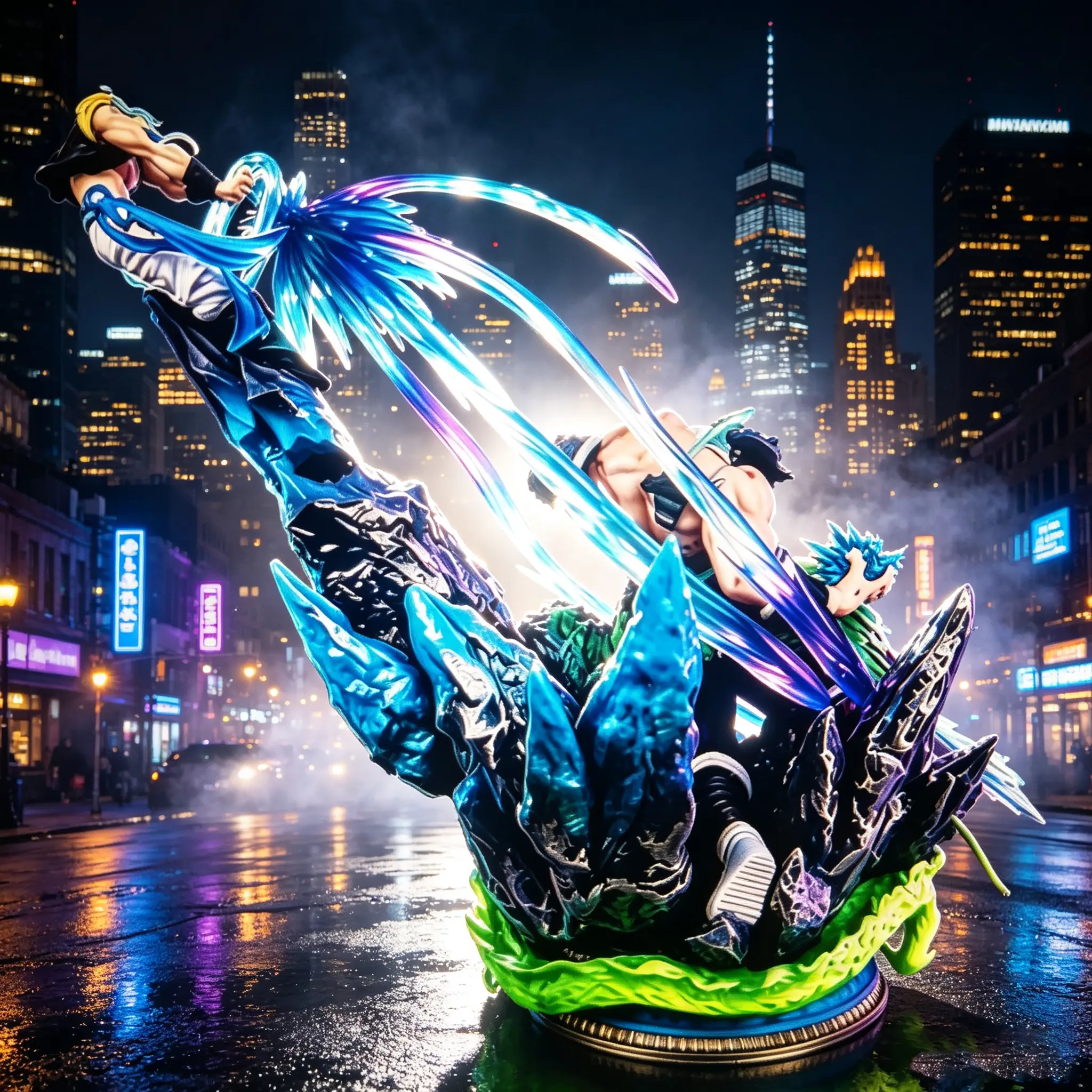 DBZ Anime Super Warrior Battle Scene Statue, Dual Figure with Special Effect Energy Splash Base, Detailed PVC Collectible Figurine for Desk Decor & Anime Fan Gift
