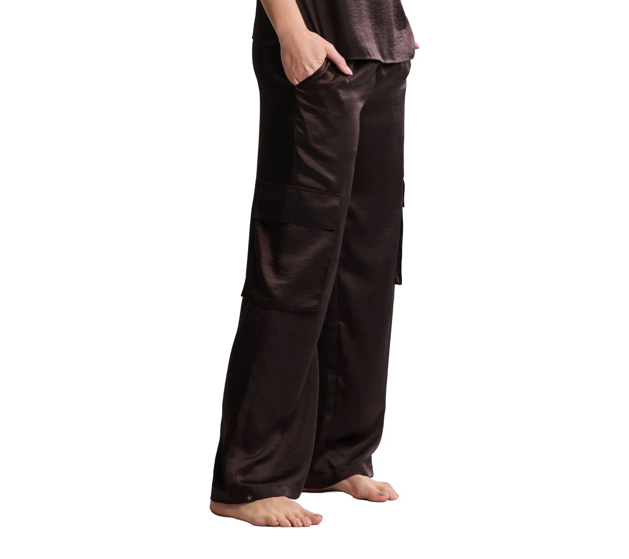 Barefoot Dreams Liquid Satin Wide Leg Cargo Pant