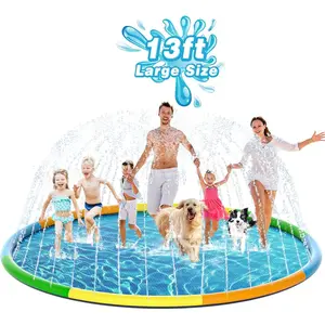 Splash Pad, 13FT Size Extra Large Sprinkler Play Mat for Dogs & Kids, Thicker Pool Summer Outdoor Water Toys Fountain Pad for 3+ Children & Pets