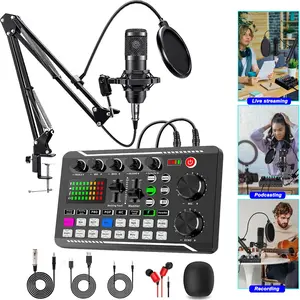 F998 Professional Audio Mixer with Voice Changer, 4 Voice Modulation & 10 Special Effects Sound, Portable Digital Mixing Console for Podcast Equipment, Studio Recording, Live Streaming for PC/Smartphone