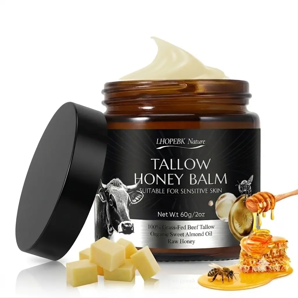 Organic Grass-Fed Tallow Cream with Natural Honey — Honey-based, hydrating & moisture-locking, non-toxic. Long-lasting body cream ideal for dry skin — Tallow skincare, honey-infused body moisturizer