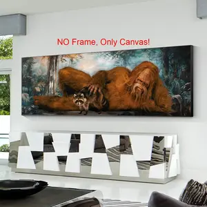 Sasquatch Pattern Canvas Painting without Frame, 1 Count Funny Animal Pattern Wall Art, Wall Decor for Home Living Room Bedroom Office, Ornaments