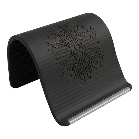 Soft Silicone Adjustable Phone Stand - 20x10cm, Comfy Touch, Foldable, Multi-Angle, Anti-Slip Surface, Compact Travel-Light Mount, Durable, Universal Fit for Smartphones, Tablets, Laptops, Orange Black Home Office Accessory