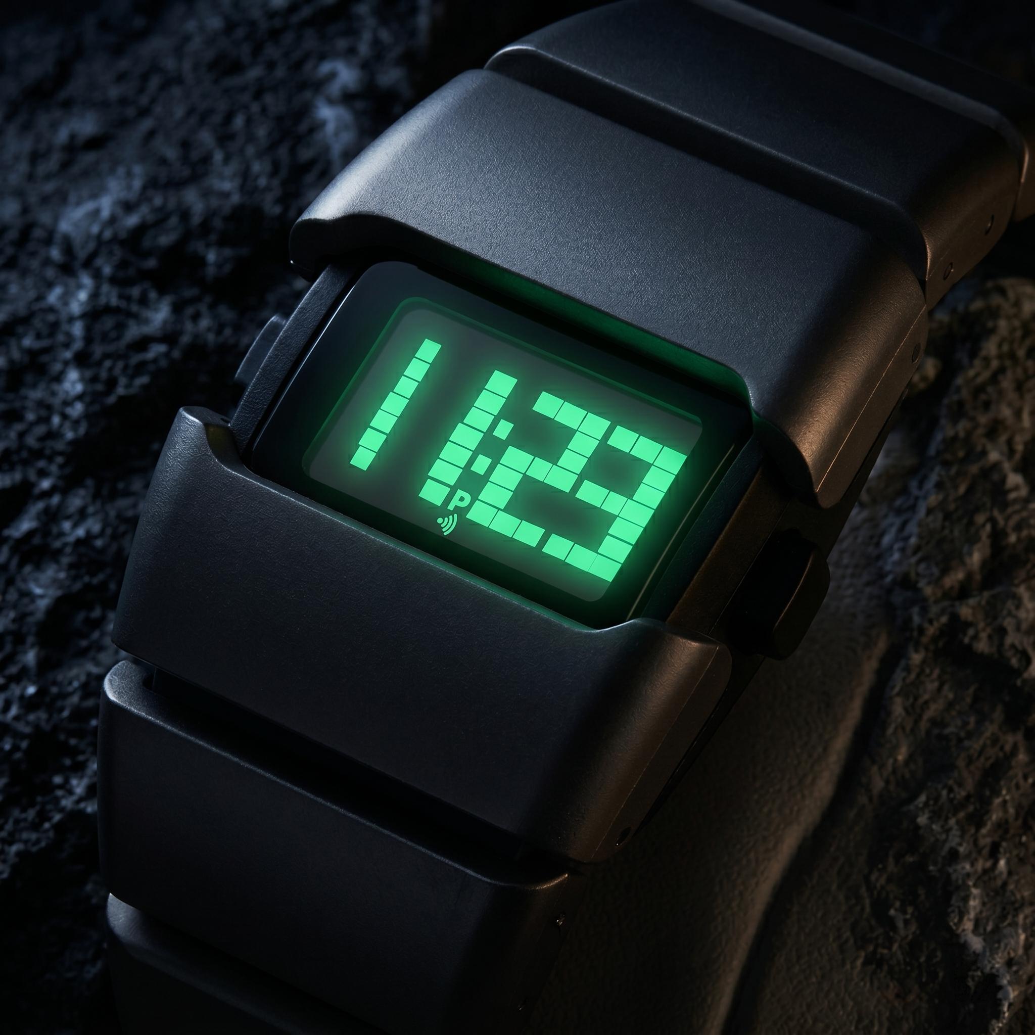 Retro Cyberpunk Digital Watch Y2K Vintage Square Face Electronic Wristwatch with Wide Metal Band Futuristic Sci-Fi Timepiece for Men Women